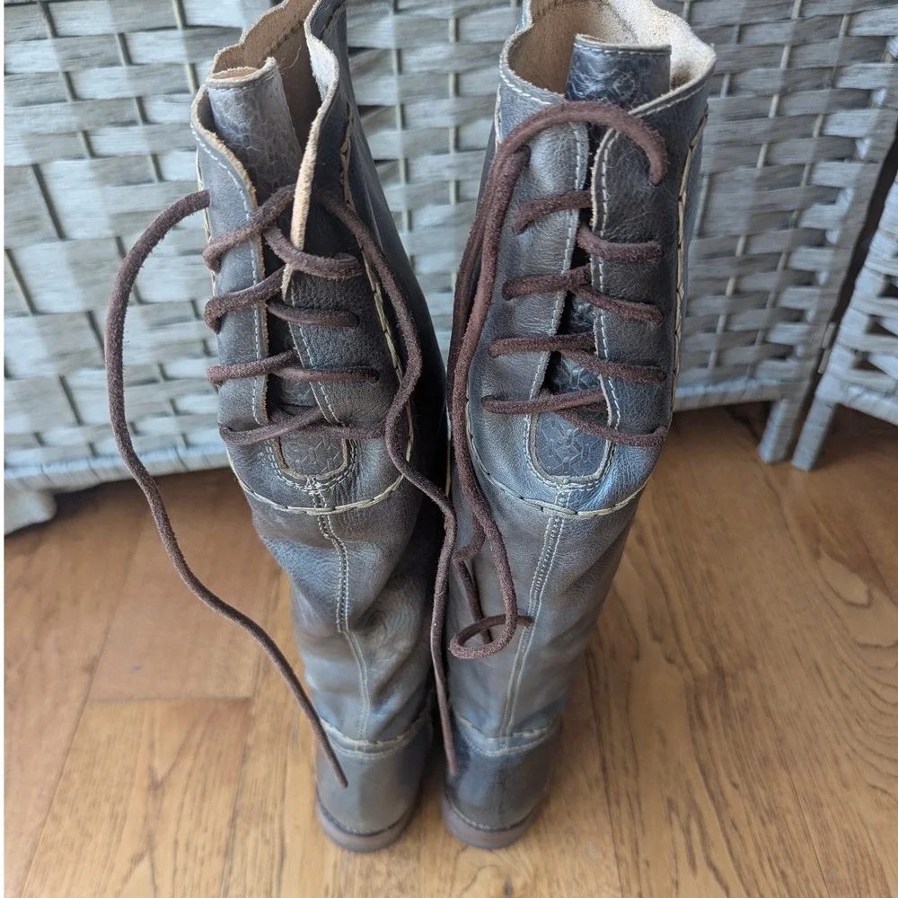 Bed Stu Manchester‎ Tall Boots Brown Distressed Leather Womens 7 Lace Up Western